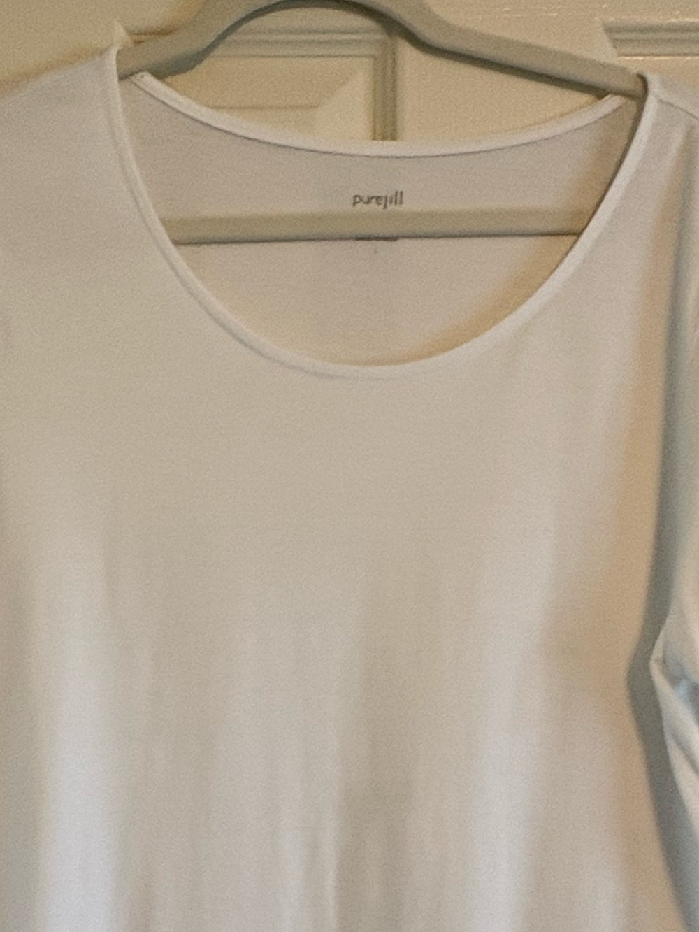 J. Jill Pure Jill White Scoop Neck Elliptical Pima Cotton Tee | Size Large - Picture 4 of 7